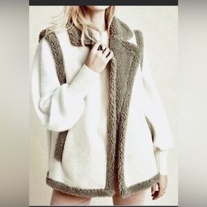 Anthropologie Akemi + Kin faux suede shearling vest in Cream & Brown One Size